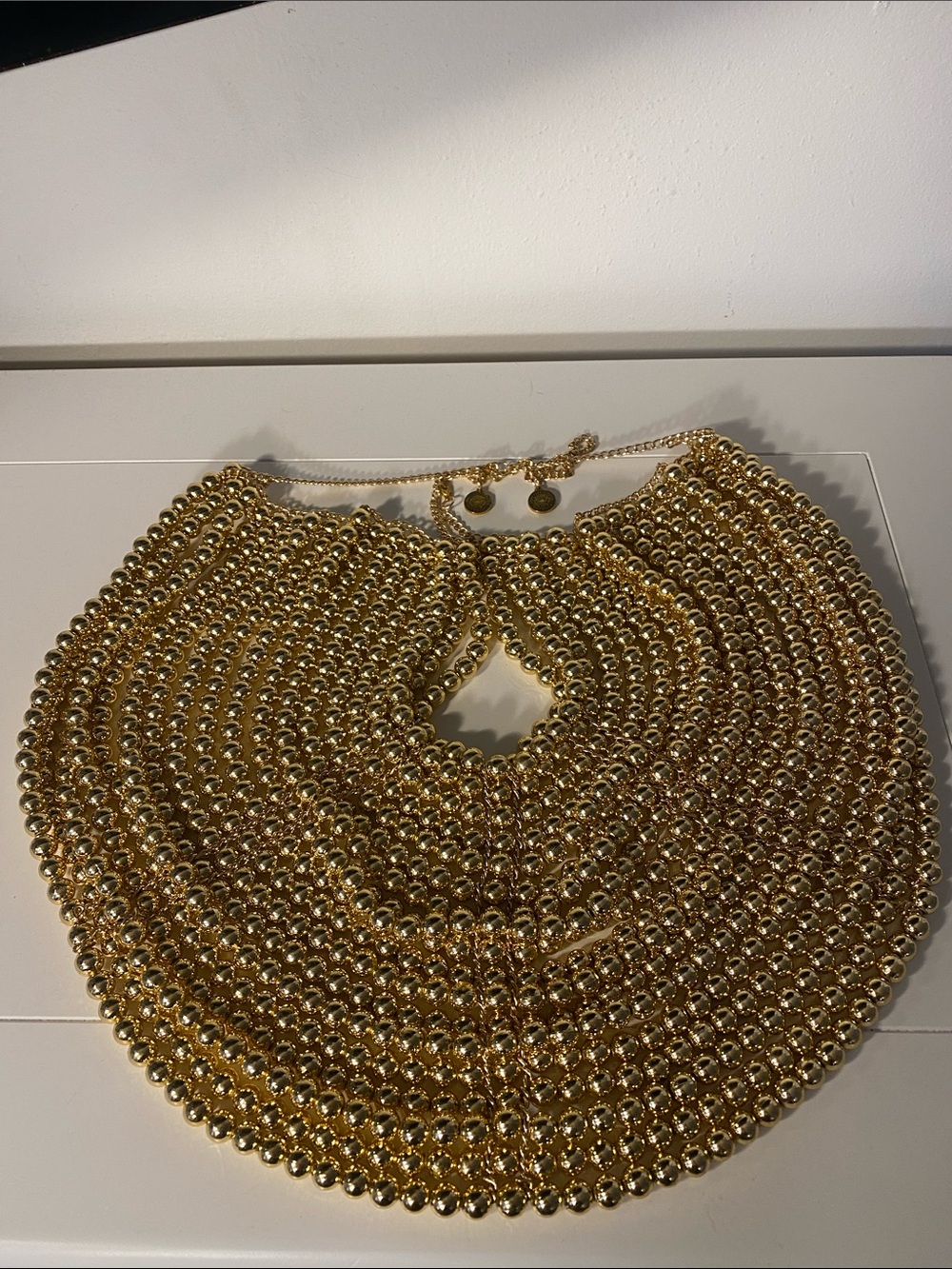 Gold Toned Statement Beaded Choker Necklace